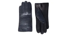 Autre Marque Guantes de cuero de cocodrilo (forro de seda) **raro** Negro 