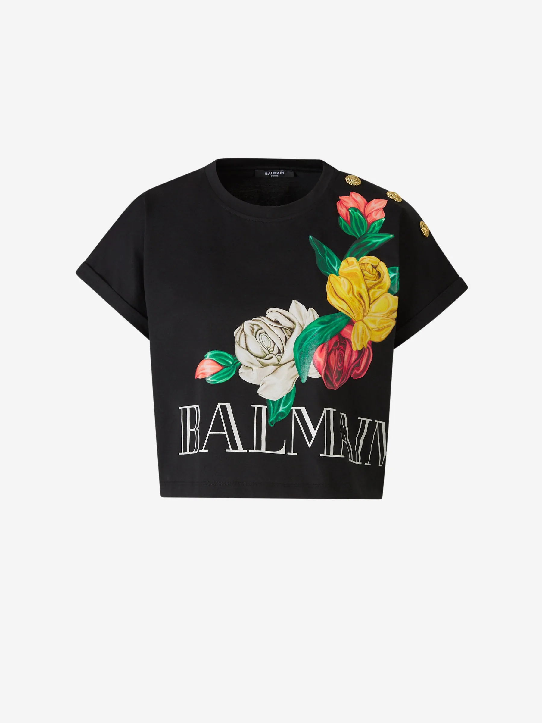 Balmain Camiseta Cropped Logo