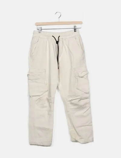 Boohoo Pantalón cargo blanco