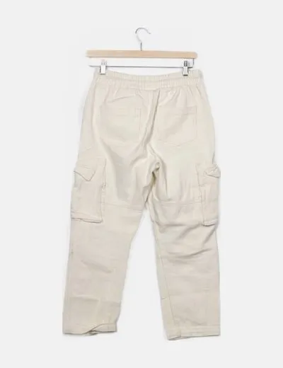 Boohoo Pantalón cargo blanco