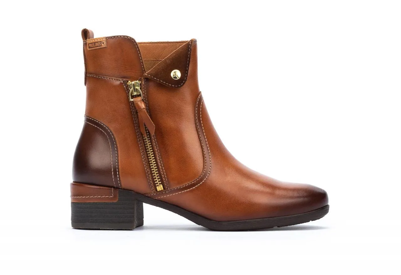 Botin Piel Cuero Cremallera Exterior Talon Marron