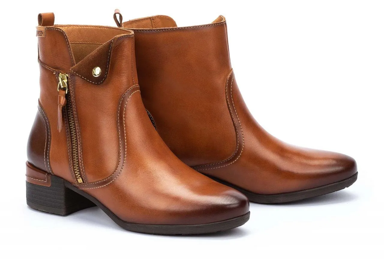 Botin Piel Cuero Cremallera Exterior Talon Marron