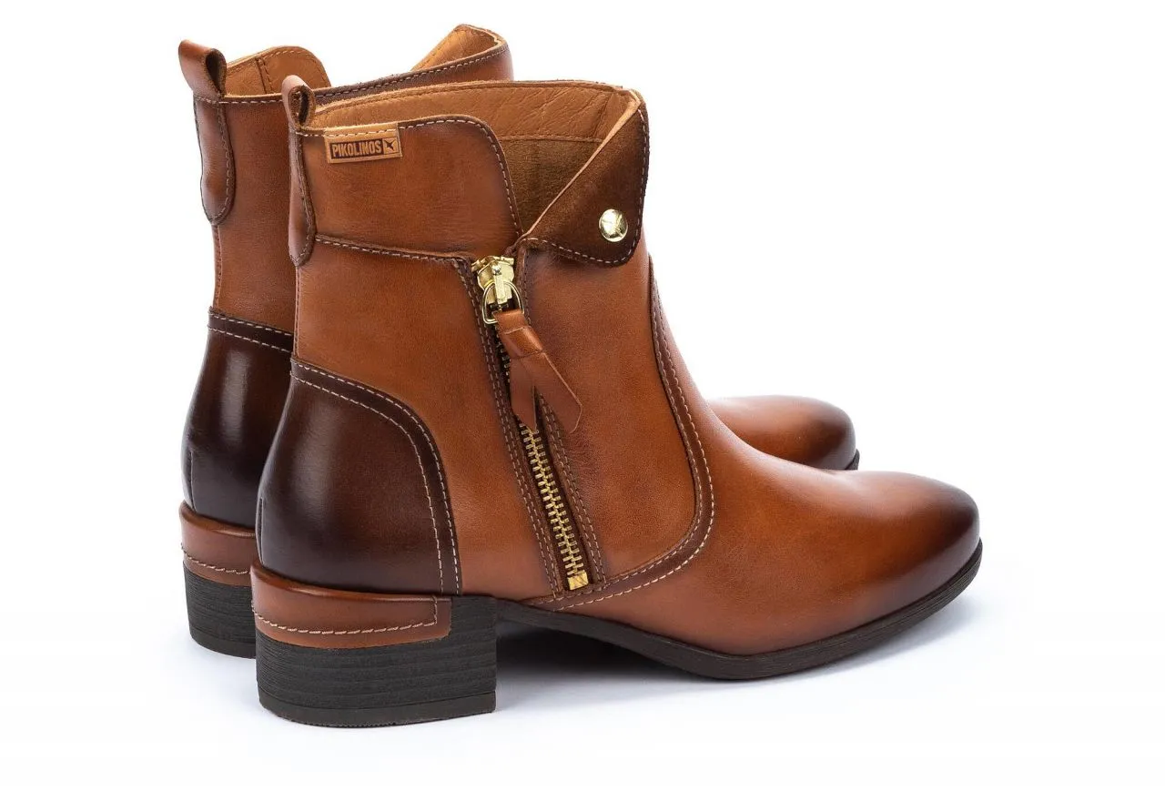 Botin Piel Cuero Cremallera Exterior Talon Marron