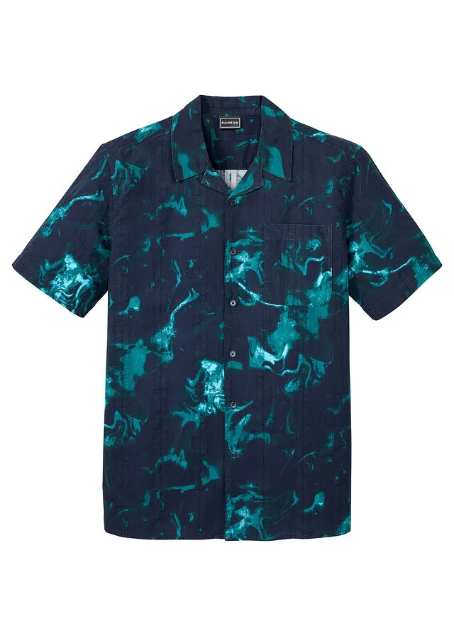 Camisa de manga corta Azul marino estampado