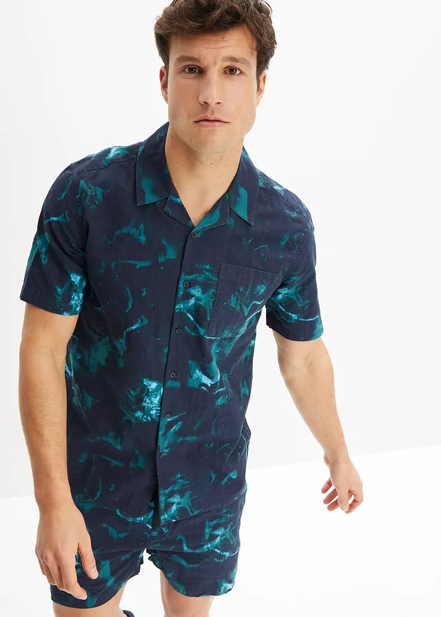 Camisa de manga corta Azul marino estampado