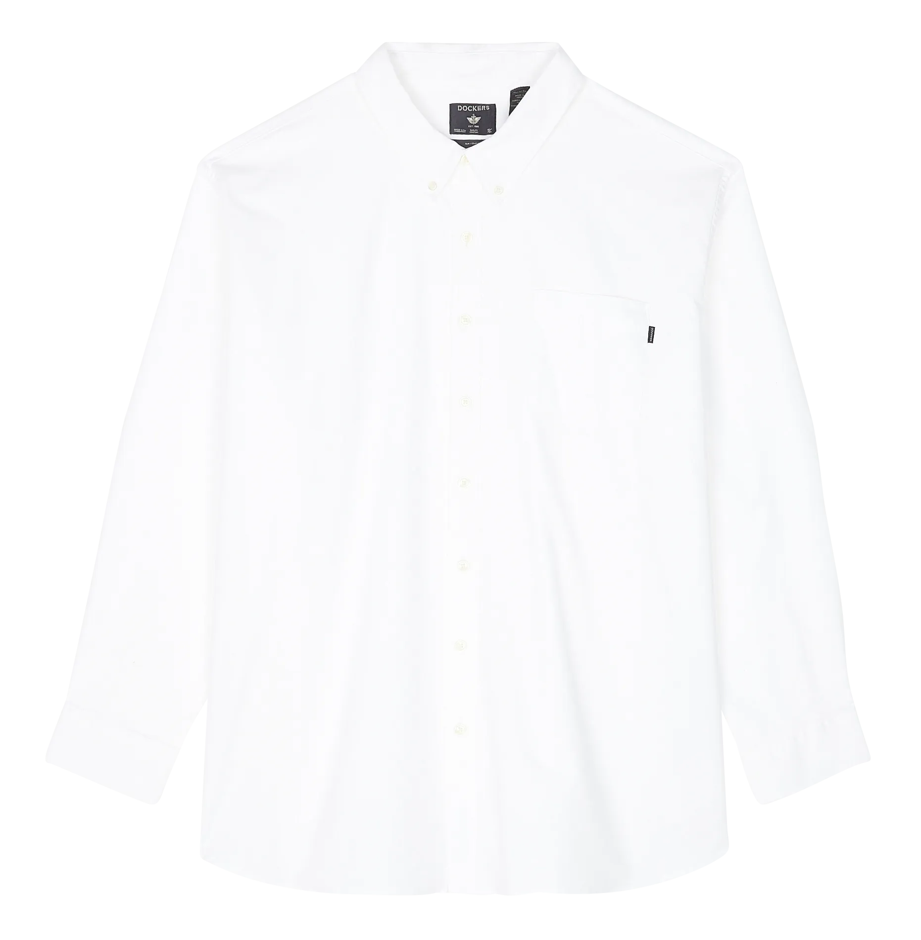 Camisa slim fit de algodón con cuello americano en blanco