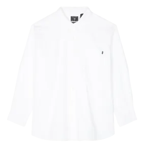 Camisa slim fit de algodón con cuello americano en blanco