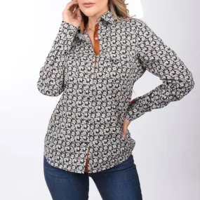 Camisa Vaquera Bordada para Mujer Color Negro con Flores WD-529