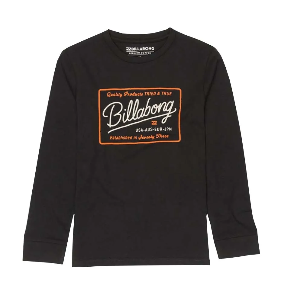 Camiseta BILLABONG surfera manga larga niño surfera Baldwin Boy tee ls Black Ref. F2LS08 negra logo pecho