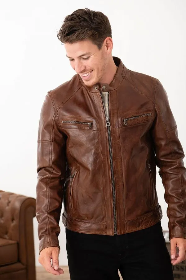 Chaqueta Hombre Daytona Collins Lamb Paolo Dark Cognac