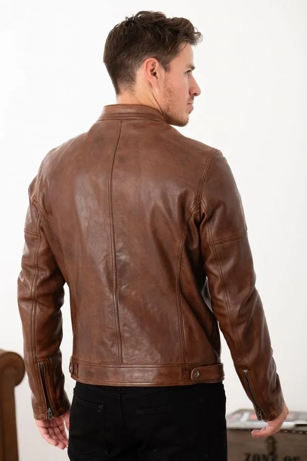 Chaqueta Hombre Daytona Collins Lamb Paolo Dark Cognac