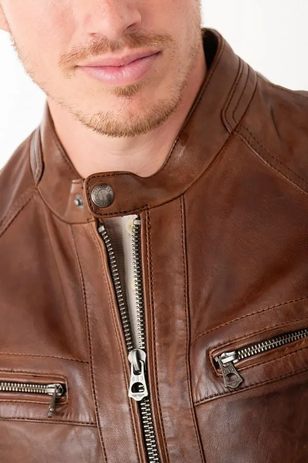 Chaqueta Hombre Daytona Collins Lamb Paolo Dark Cognac