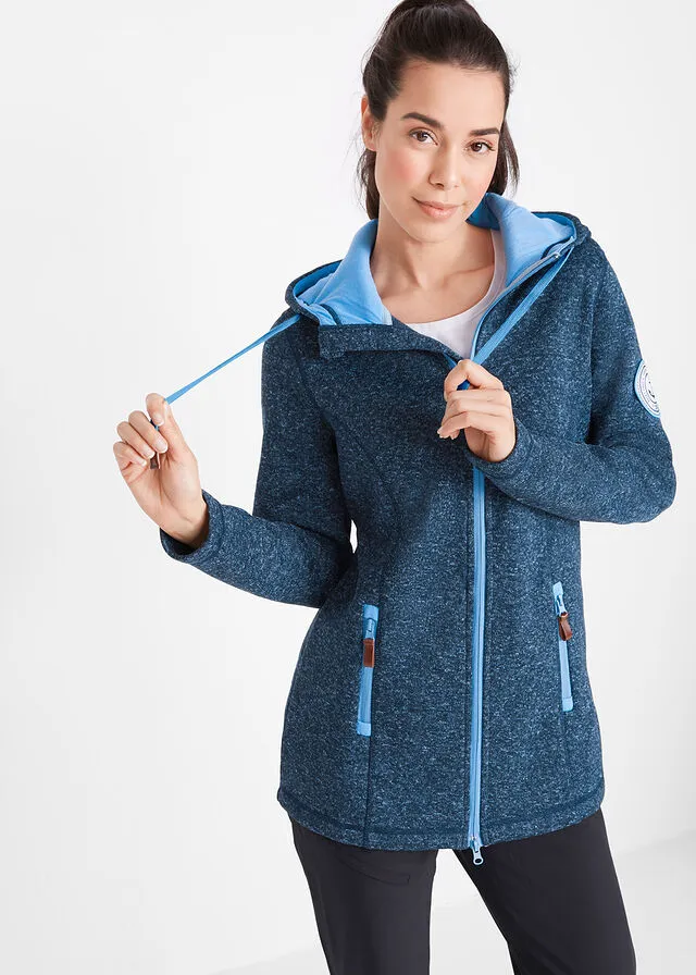 Chaqueta polar con capucha Azul marino jaspeado