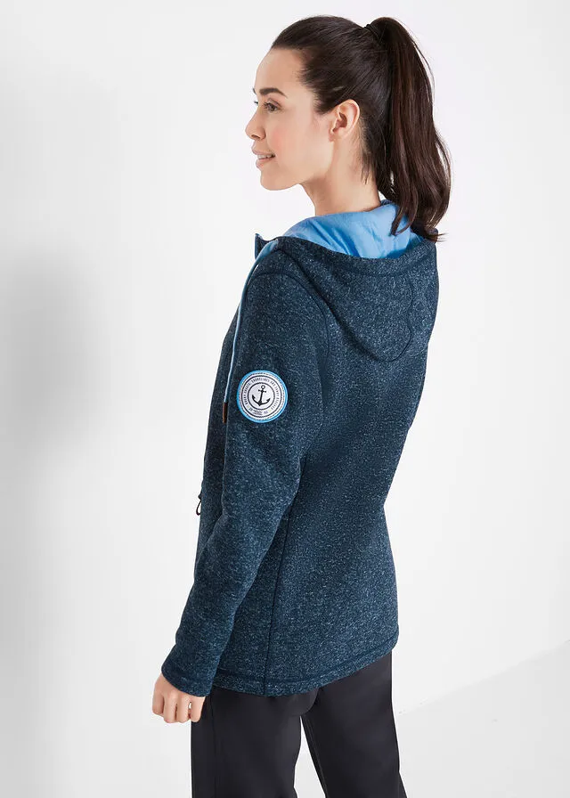 Chaqueta polar con capucha Azul marino jaspeado