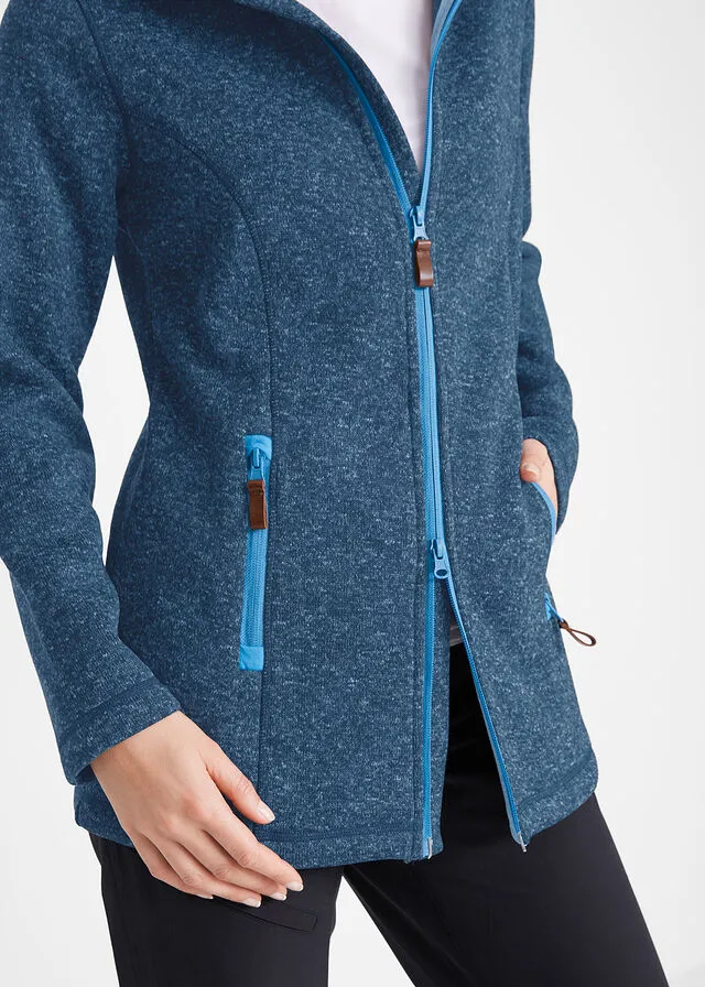 Chaqueta polar con capucha Azul marino jaspeado