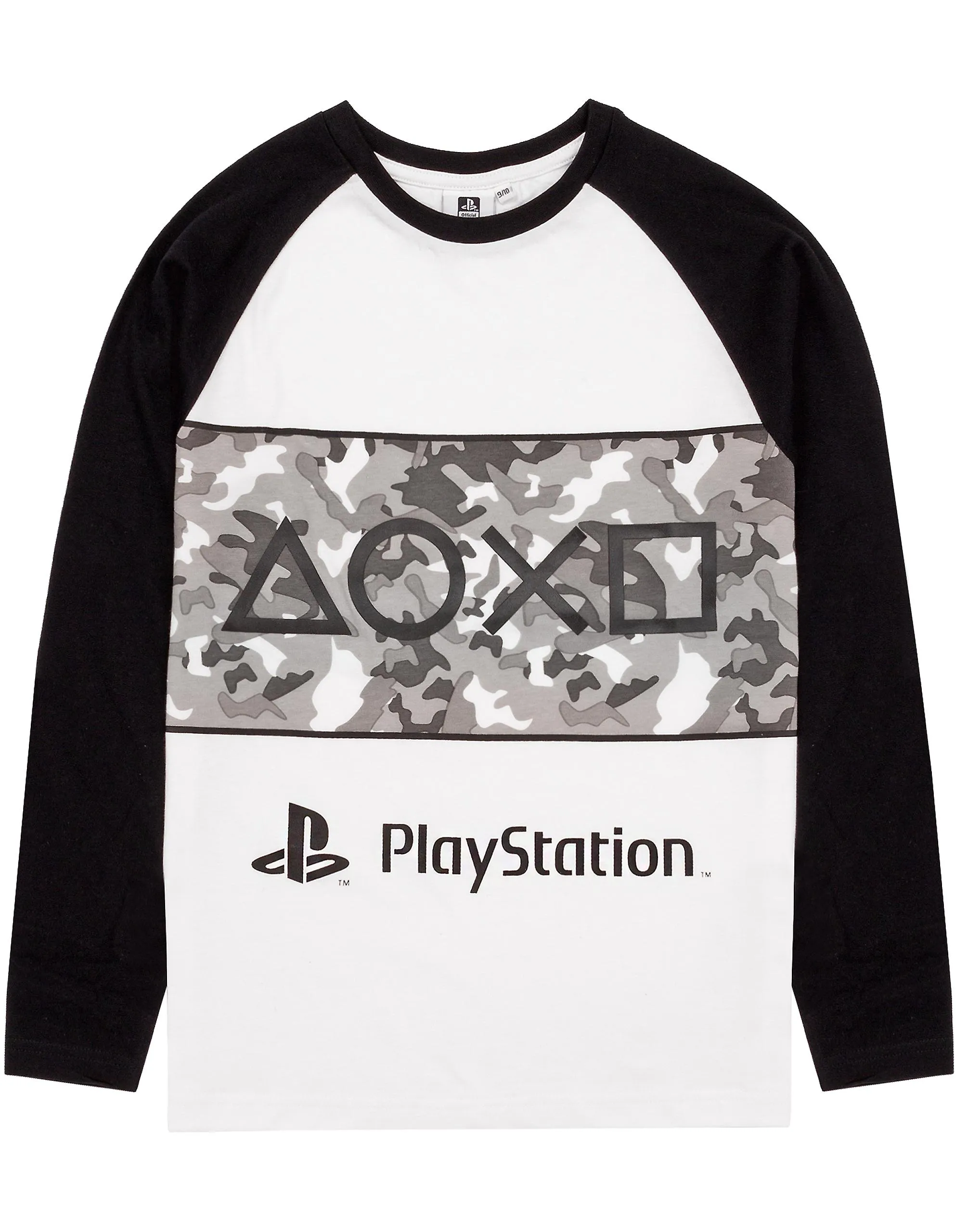 Conjunto de pijama de manga corta y pierna larga para niños PlayStation Boys Estampado de logotipo de camuflaje gris