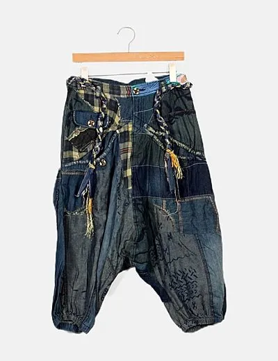 Diesel Pantalón vaquero tiro bajo combinado cuadros