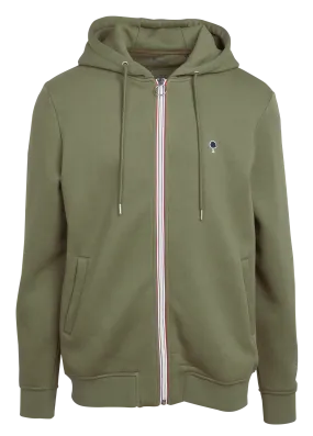 FAGUO MESNIL - Sudadera regular fit de mezcla de algodón orgánico bordada con capucha en caqui