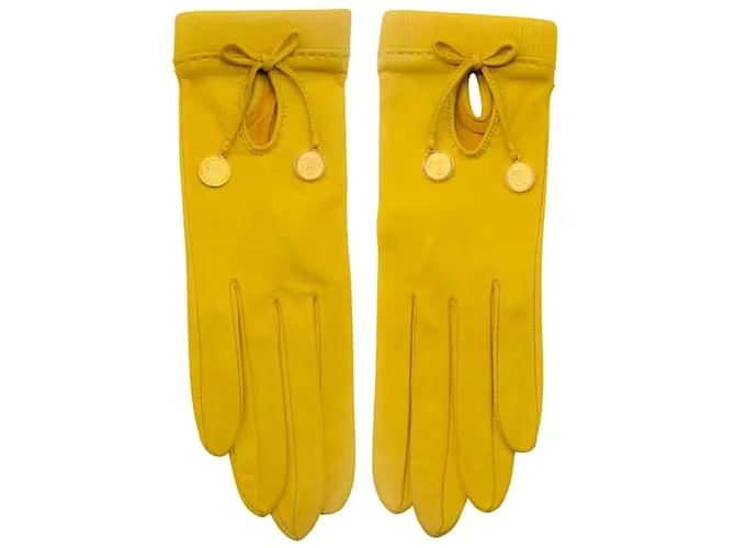 Guantes de cuero amarillo Hermès 