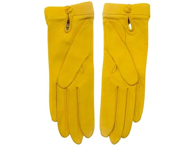 Guantes de cuero amarillo Hermès 