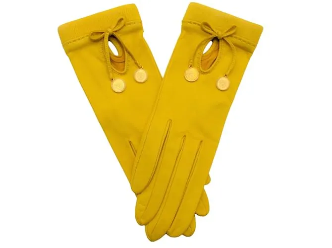 Guantes de cuero amarillo Hermès 