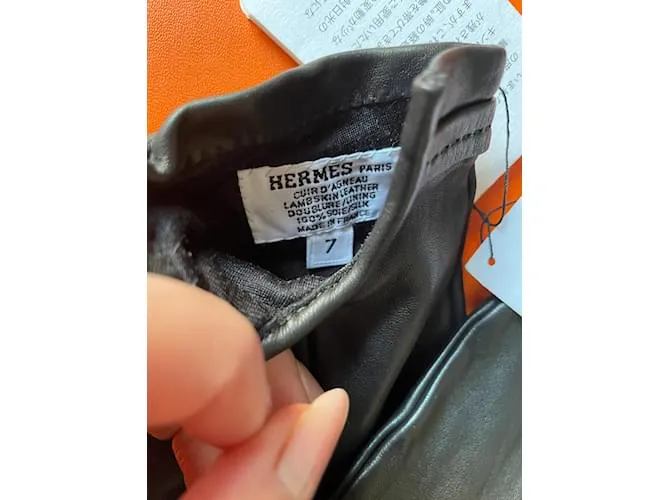 Guantes de cuero Hermès Negro 