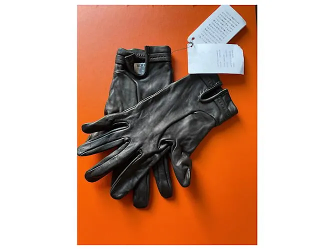 Guantes de cuero Hermès Negro 