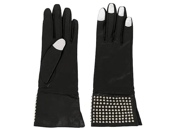 guantes de cuero negro Yohji Yamamoto 