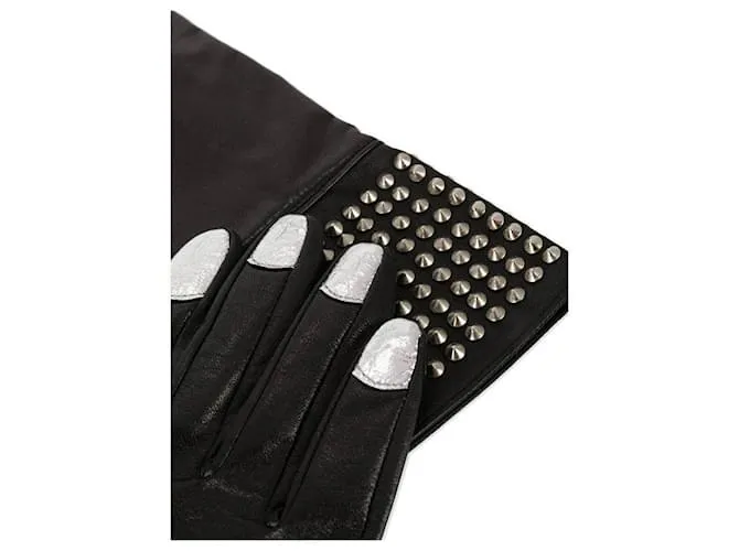 guantes de cuero negro Yohji Yamamoto 