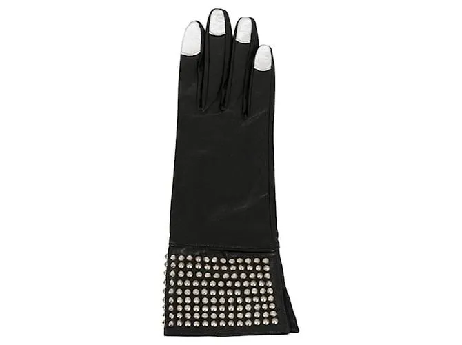 guantes de cuero negro Yohji Yamamoto 