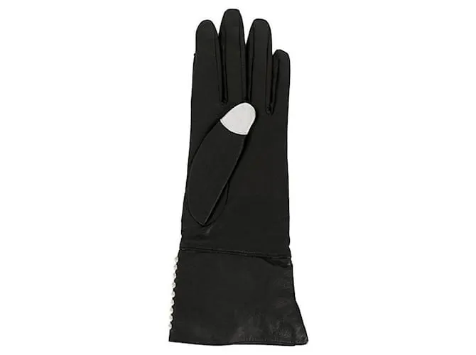 guantes de cuero negro Yohji Yamamoto 