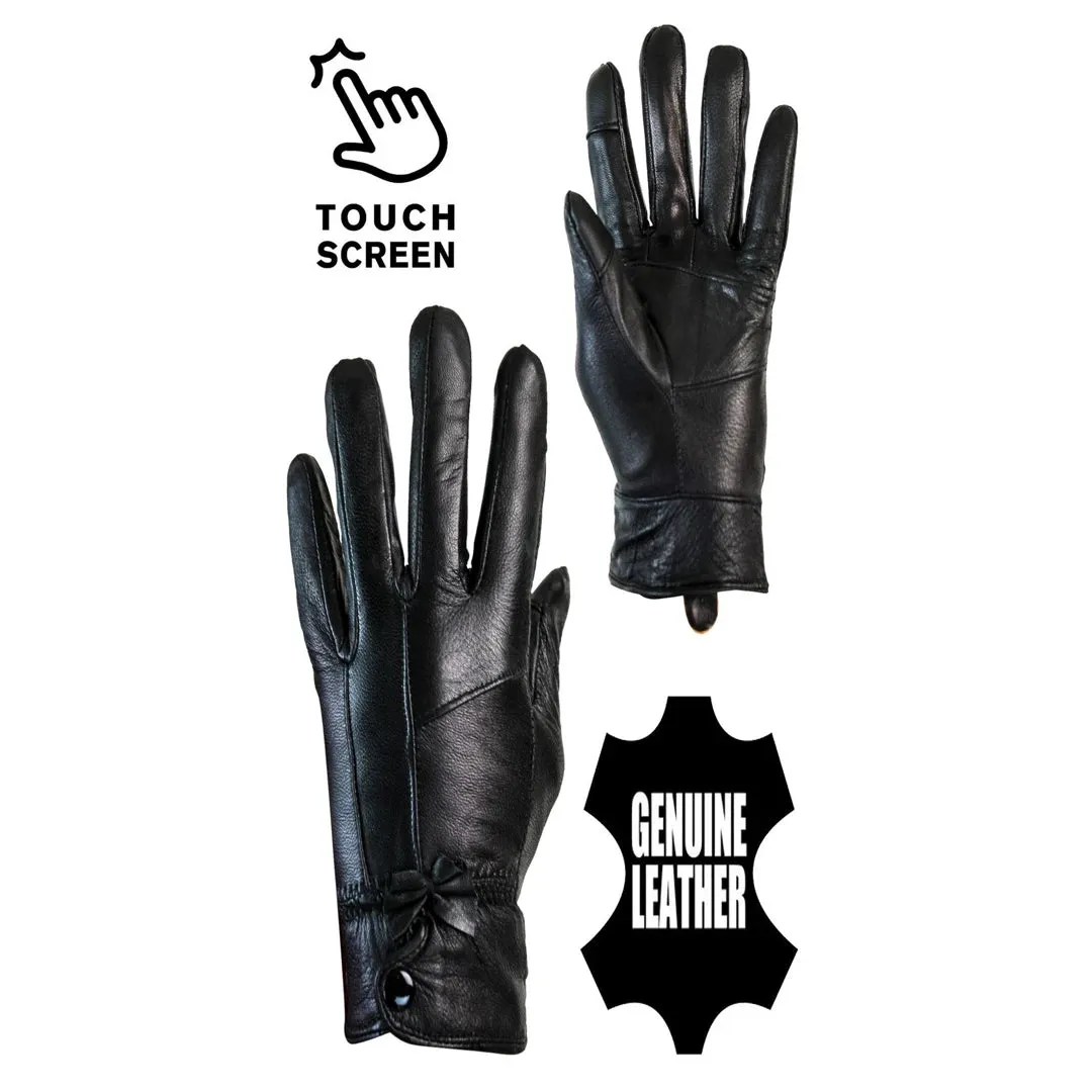 Guantes de cuero para mujer Pelaje Forro polar cálido compatible con pantallas táctiles