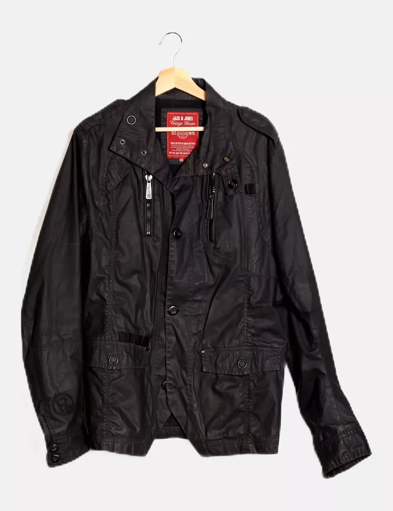 Jack & Jones Cazadora negra impermeable