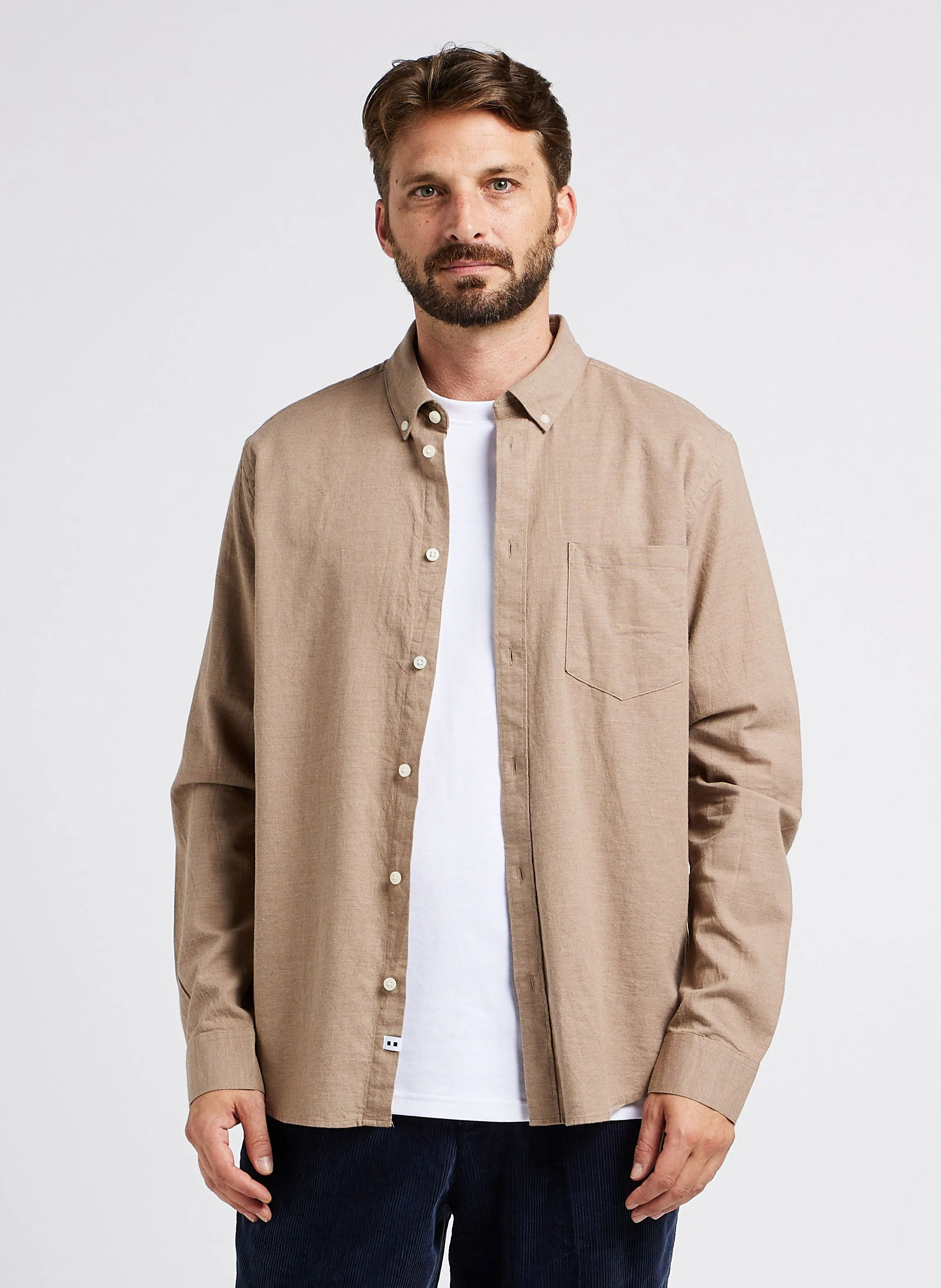 Jay 3.0 - Camisa de algodón orgánico regular fit en beige