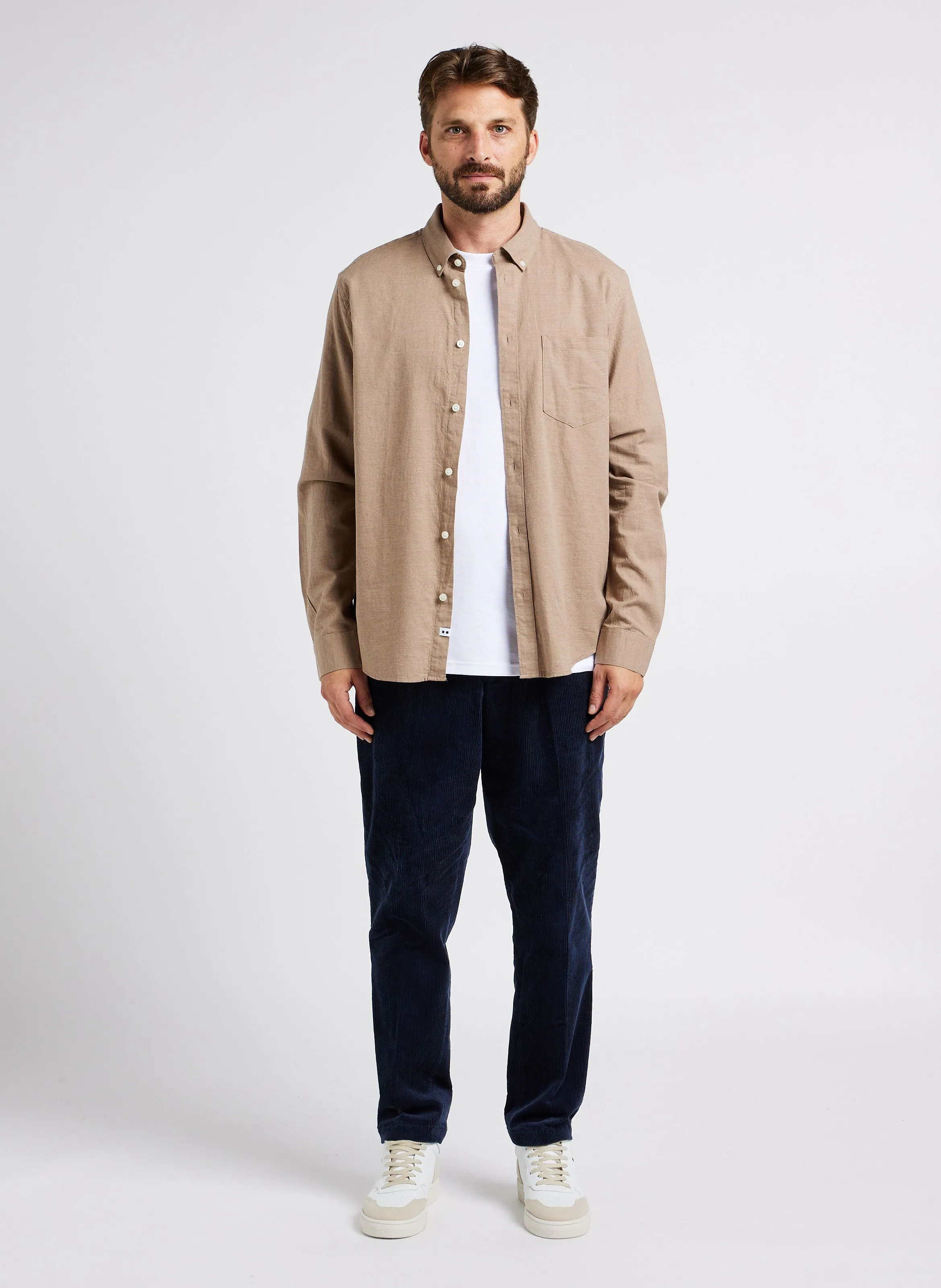 Jay 3.0 - Camisa de algodón orgánico regular fit en beige