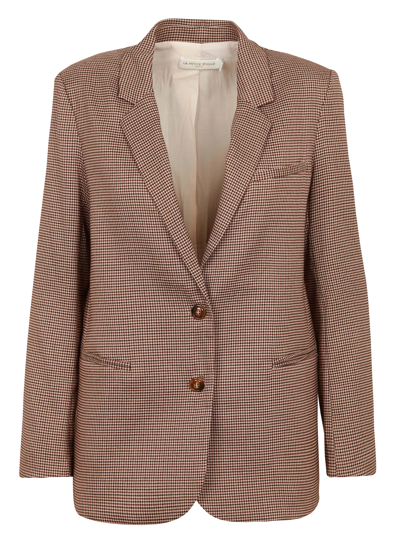 LA PETITE ETOILE VICTORYA - Chaqueta de pata de gallo con cuello sastre en beige