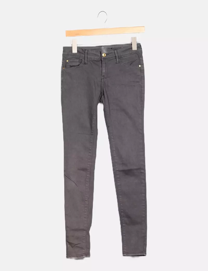 Mango Pantalón gris elástico