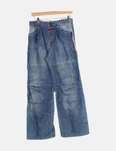 Marithé + François Girbaud Pantalón azul denim ancho