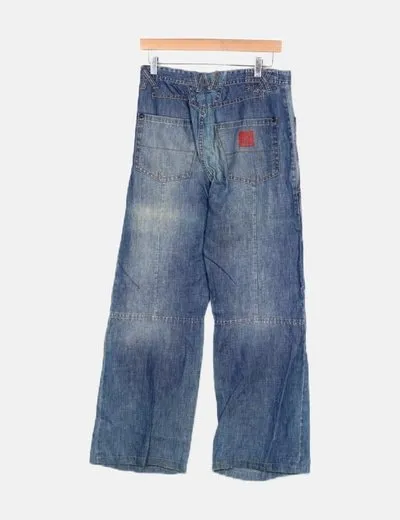 Marithé + François Girbaud Pantalón azul denim ancho