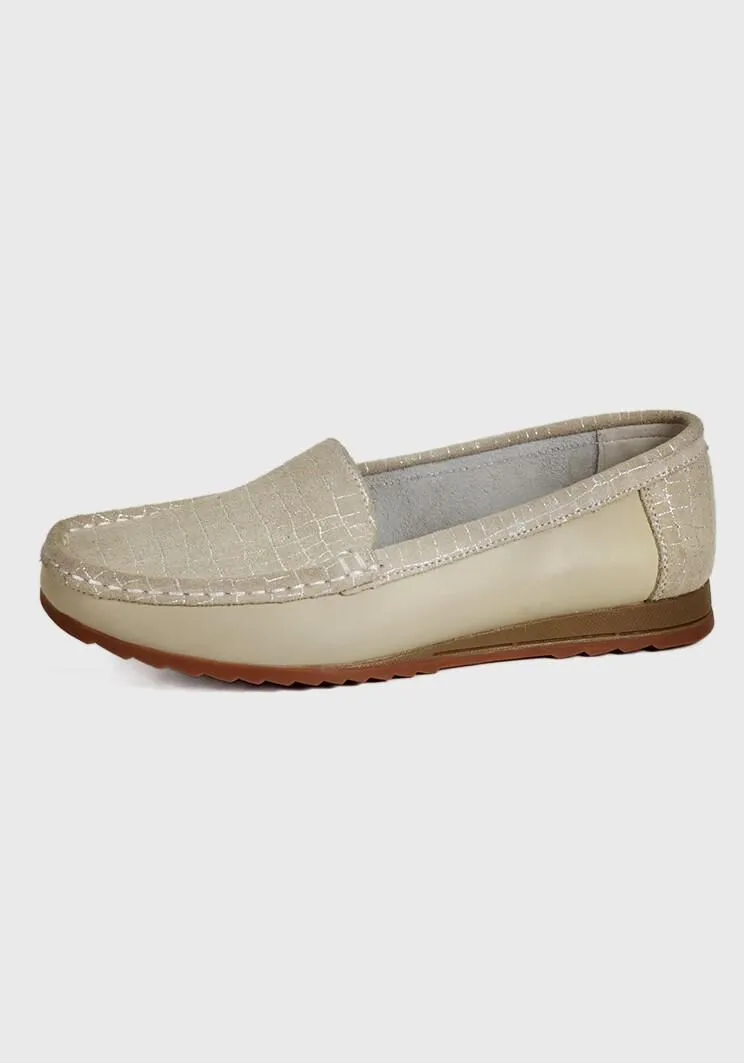 Mocasín Cuero Ethel Beige