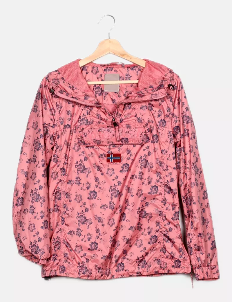 Napapijri Impermeable media cremallera rosa estampado