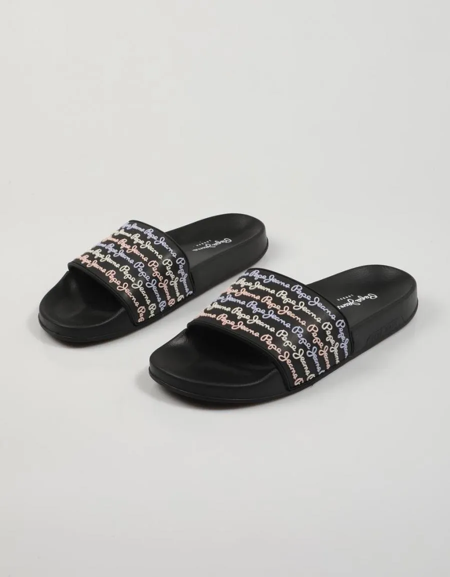  nu pieds PEPE JEANS Slider en Noir 81673