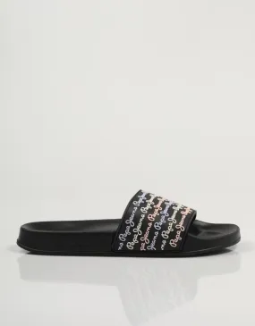  nu pieds PEPE JEANS Slider en Noir 81673