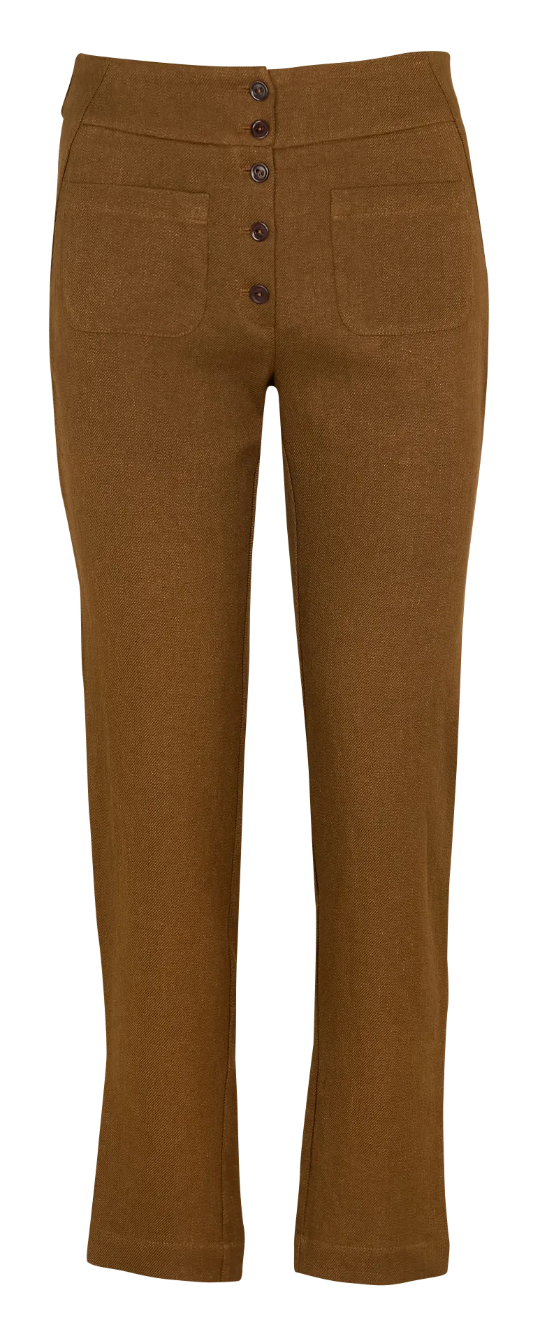 Pantalón ancho de mezcla de lino en marron