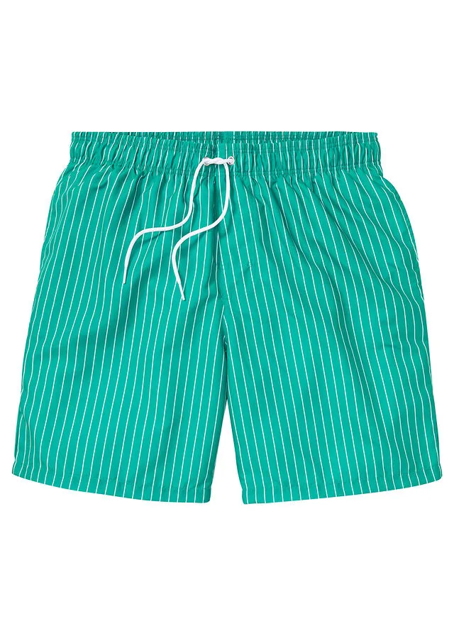 Pantalón corto de playa verde menta-blanco de raya