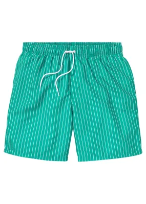 Pantalón corto de playa verde menta-blanco de raya