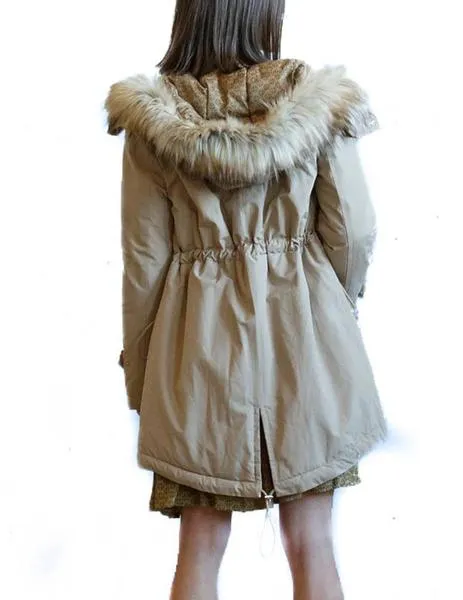 parka indi-cold acolchada con capucha beige