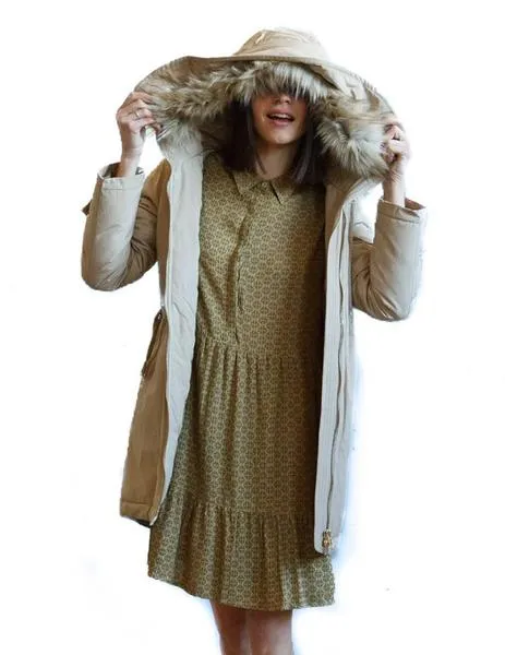 parka indi-cold acolchada con capucha beige