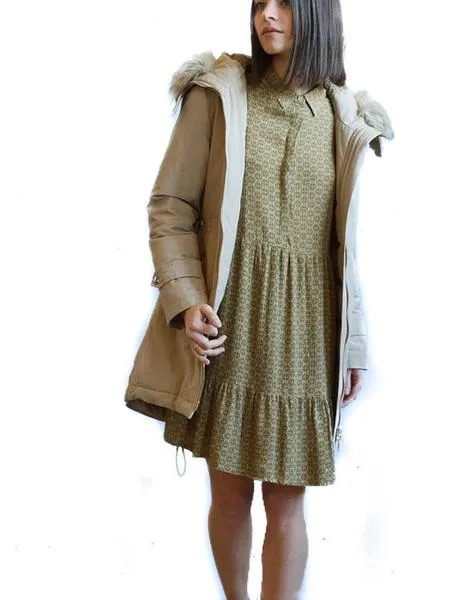 parka indi-cold acolchada con capucha beige