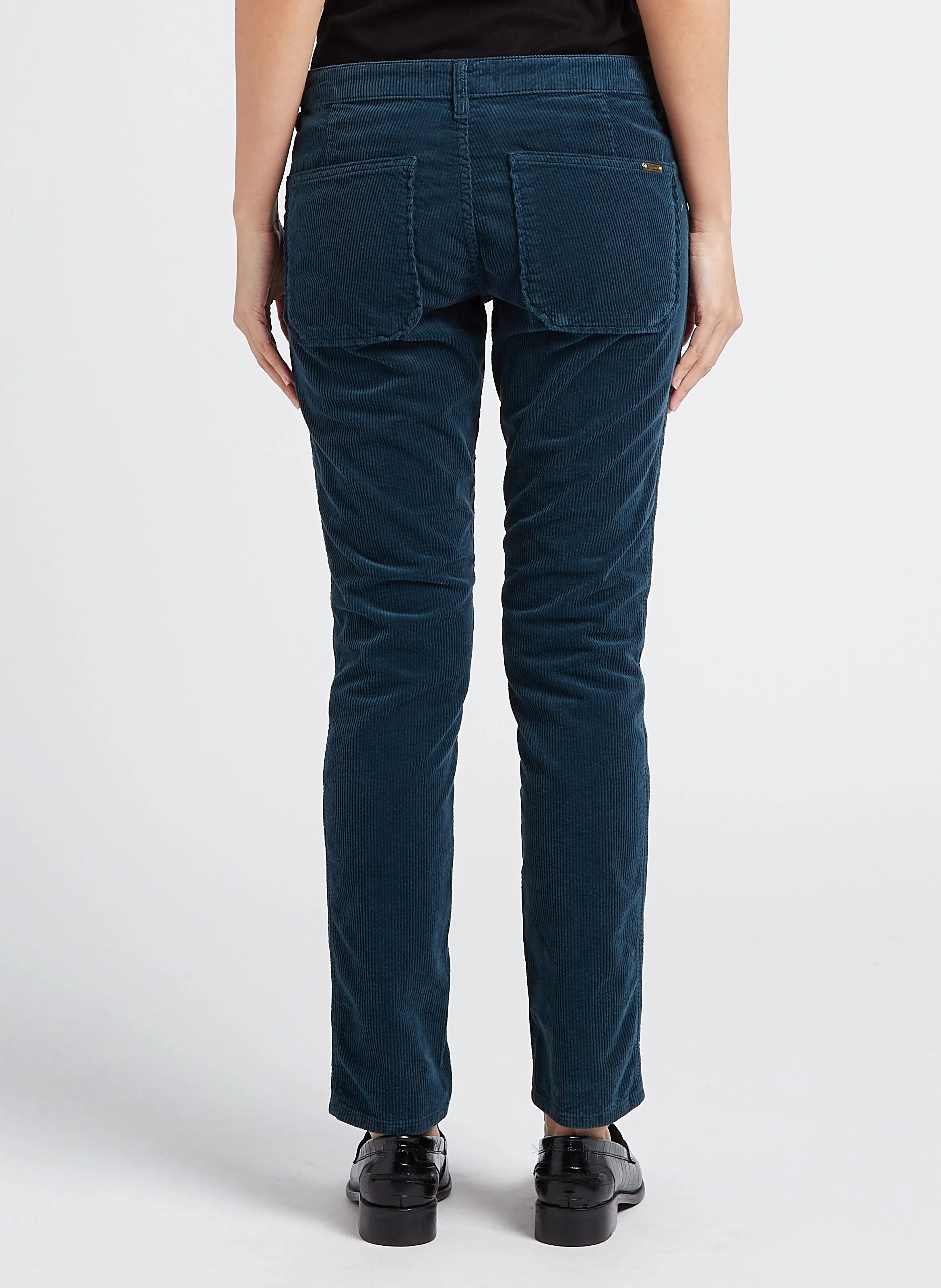 PIERCE - Pantalón slim de pana en azul